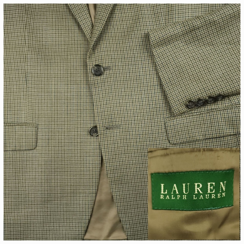 Lauren Ralph Lauren Sport Coat Men 40S Gun Club Check Ivy Style Wool Silk Beige